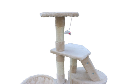 120 cm Multi-Level Cat Scratching Post – Beige, Grey, and Blue