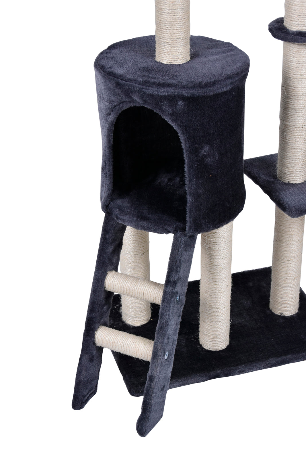138cm Cat Scratching Post Tree Post House Tower with Ladder-Grey