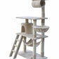 YES4PETS 140 cm Cat Scratching Post Tree W ladder & Hammock-Beige