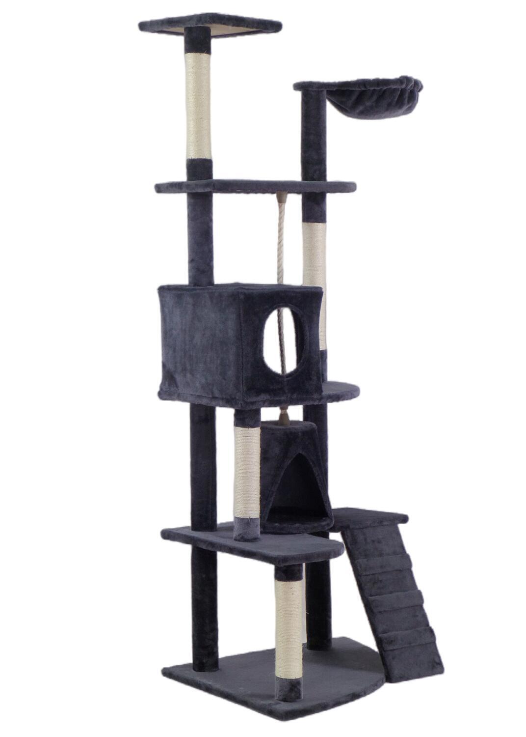193cm Cat Scratching Tree Post Sisal Pole Scratching Post Scratcher Tower Condo Grey