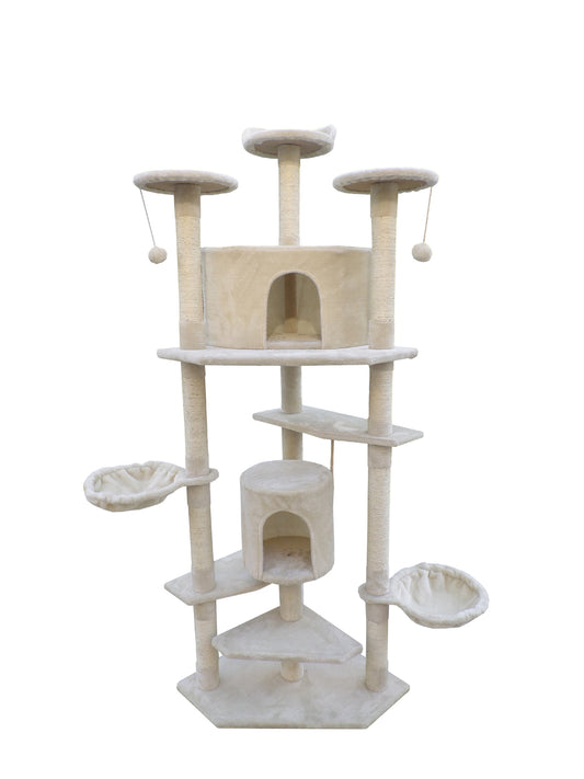 200 cm Cat Scratching Post Tree Scratcher Corner Tower Furniture- Beige
