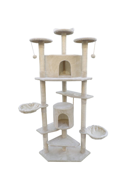 200 cm Corner Cat Scratching Post Tower – Three Color Options: Beige, Blue, Grey