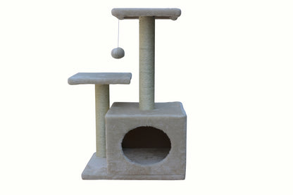 Cat Scratching Tree Scratcher Post Pole Furniture Gym House 71cm - Beige and Grey