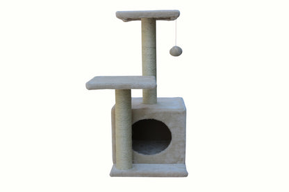 Cat Scratching Tree Scratcher Post Pole Furniture Gym House 71cm - Beige and Grey