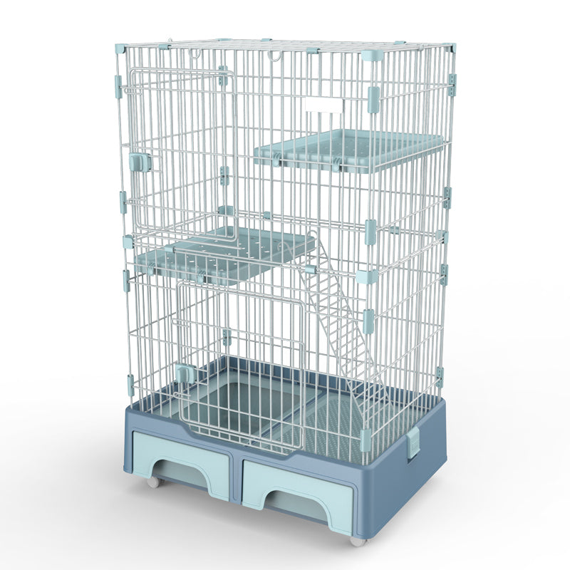 Multi-Functional 134 cm Cat Cage House with Litter Tray and Storage Box