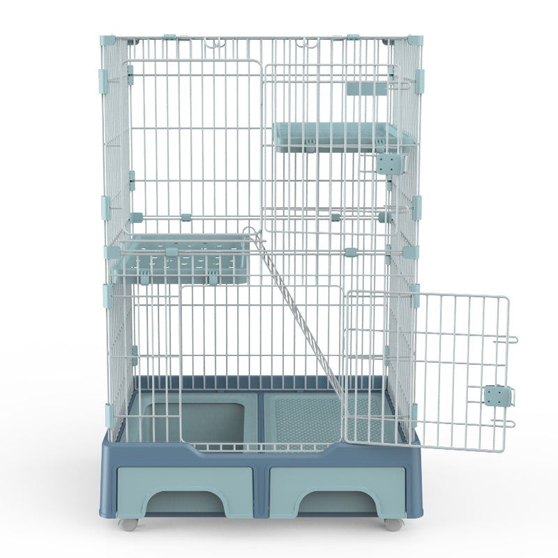 Multi-Functional 134 cm Cat Cage House with Litter Tray and Storage Box