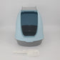 Portable Hooded Cat Toilet Litter Box Tray House with Handle and Scoop Blue