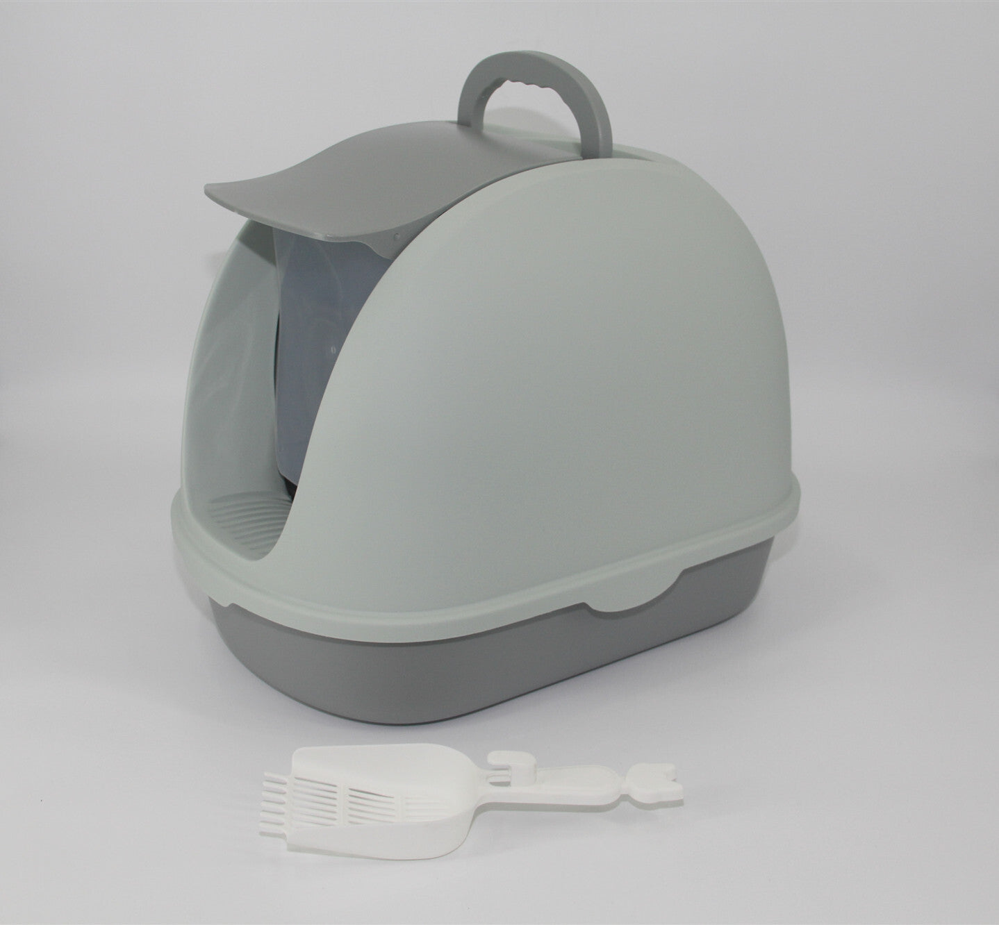 Portable Hooded Cat Toilet Litter Box Tray House with Handle and Scoop