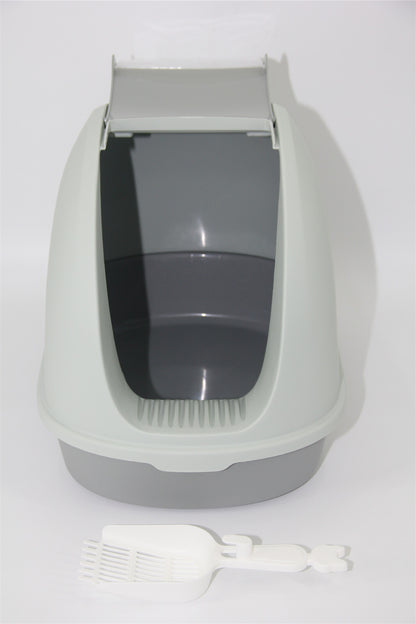 Portable Hooded Cat Toilet Litter Box Tray House with Handle and Scoop