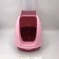 Portable Hooded Cat Toilet Litter Box Tray House with Handle and Scoop Pink