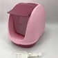 Portable Hooded Cat Toilet Litter Box Tray House With Scoop and Grid Tray Pink