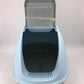 XL Portable Hooded Cat Toilet Litter Box Tray House w Charcoal Filter and Scoop Blue