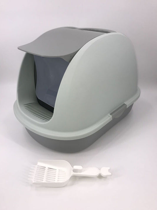 XL Portable Hooded Cat Toilet Litter Box Tray House w Charcoal Filter and Scoop