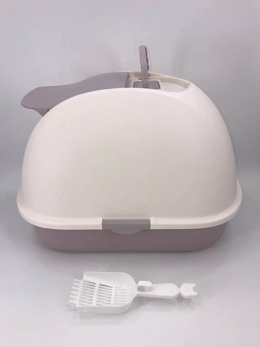 XL Portable Hooded Cat Toilet Litter Box Tray House w Charcoal Filter and Scoop White