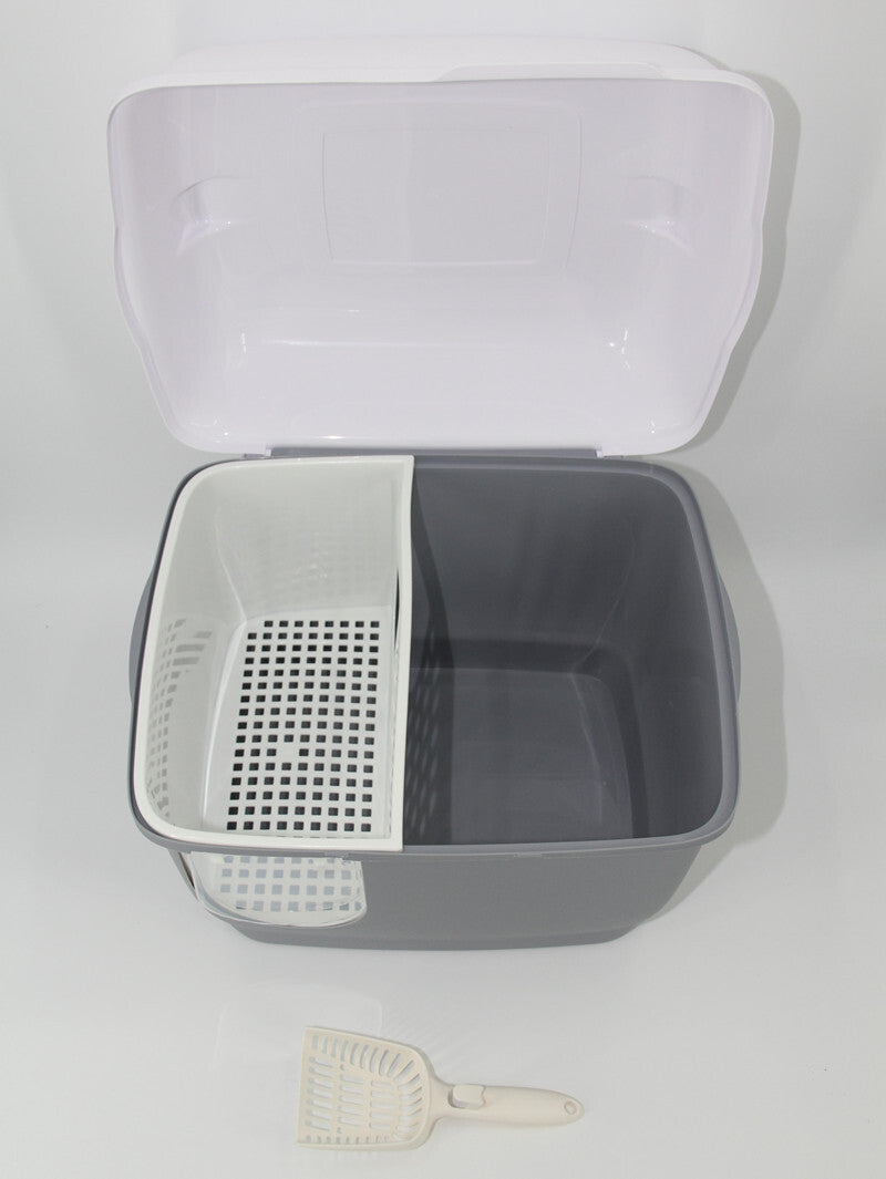 XL Portable Hooded Cat Toilet Litter Box Tray House with Handle and Scoop