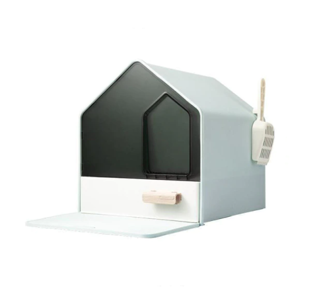 L Portable Hooded Cat Toilet: Litter Box Tray with Drawer and Scoop for Easy Cleaning