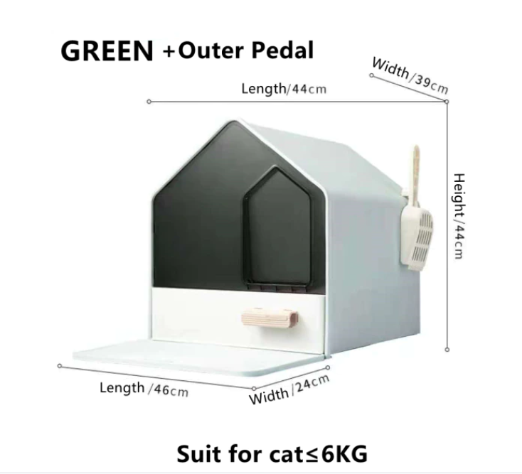 L Portable Hooded Cat Toilet: Litter Box Tray with Drawer and Scoop for Easy Cleaning