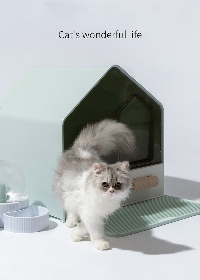 L Portable Hooded Cat Toilet: Litter Box Tray with Drawer and Scoop for Easy Cleaning