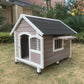 L Timber Pet Dog Kennel House Puppy Wooden Timber Cabin With Stripe