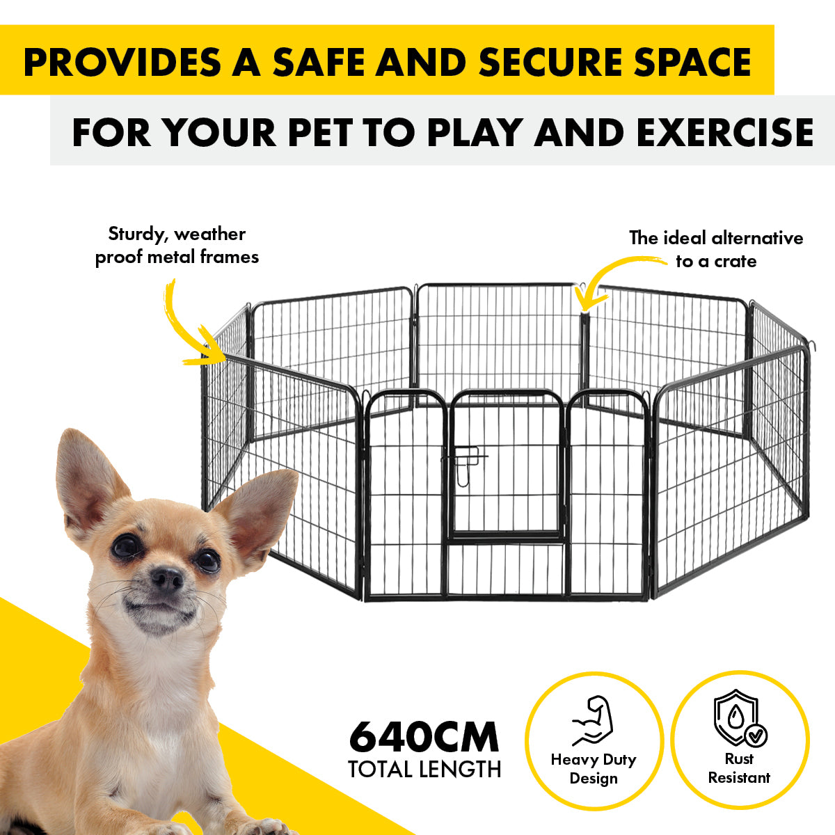 Pet Basic 8 Panel Pet Playpen Exercise Enclosure Cage Puppy Dog 80cm x 60cm