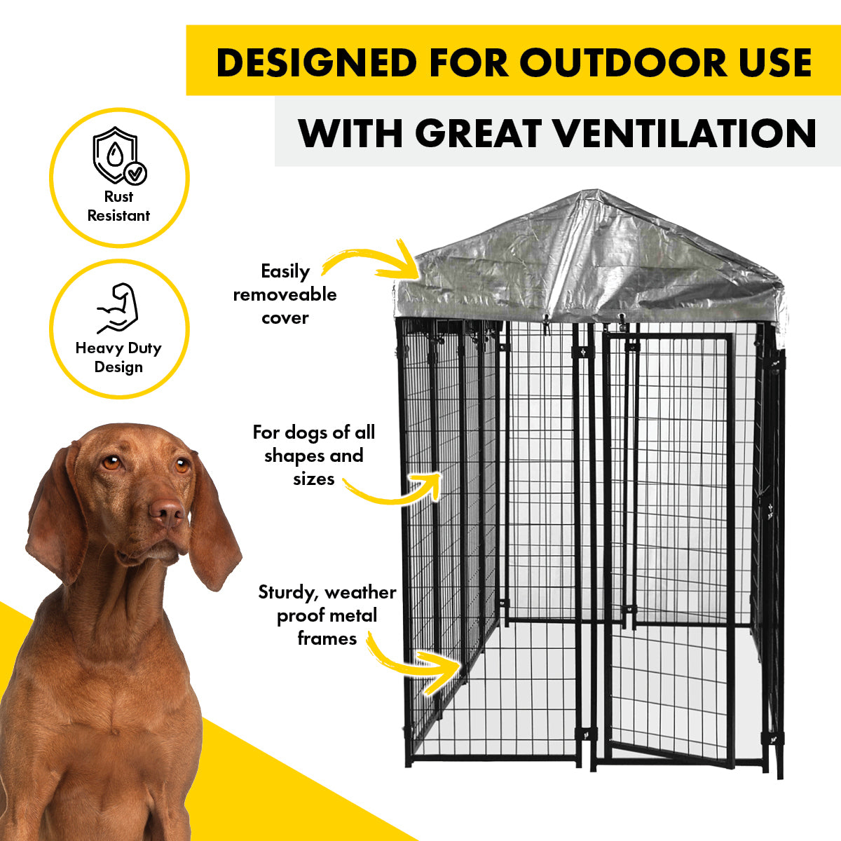 Pet Basic 1.83 x 2.43 x 1.22m Dog Kennel Enclosure Waterproof Lockable Gate