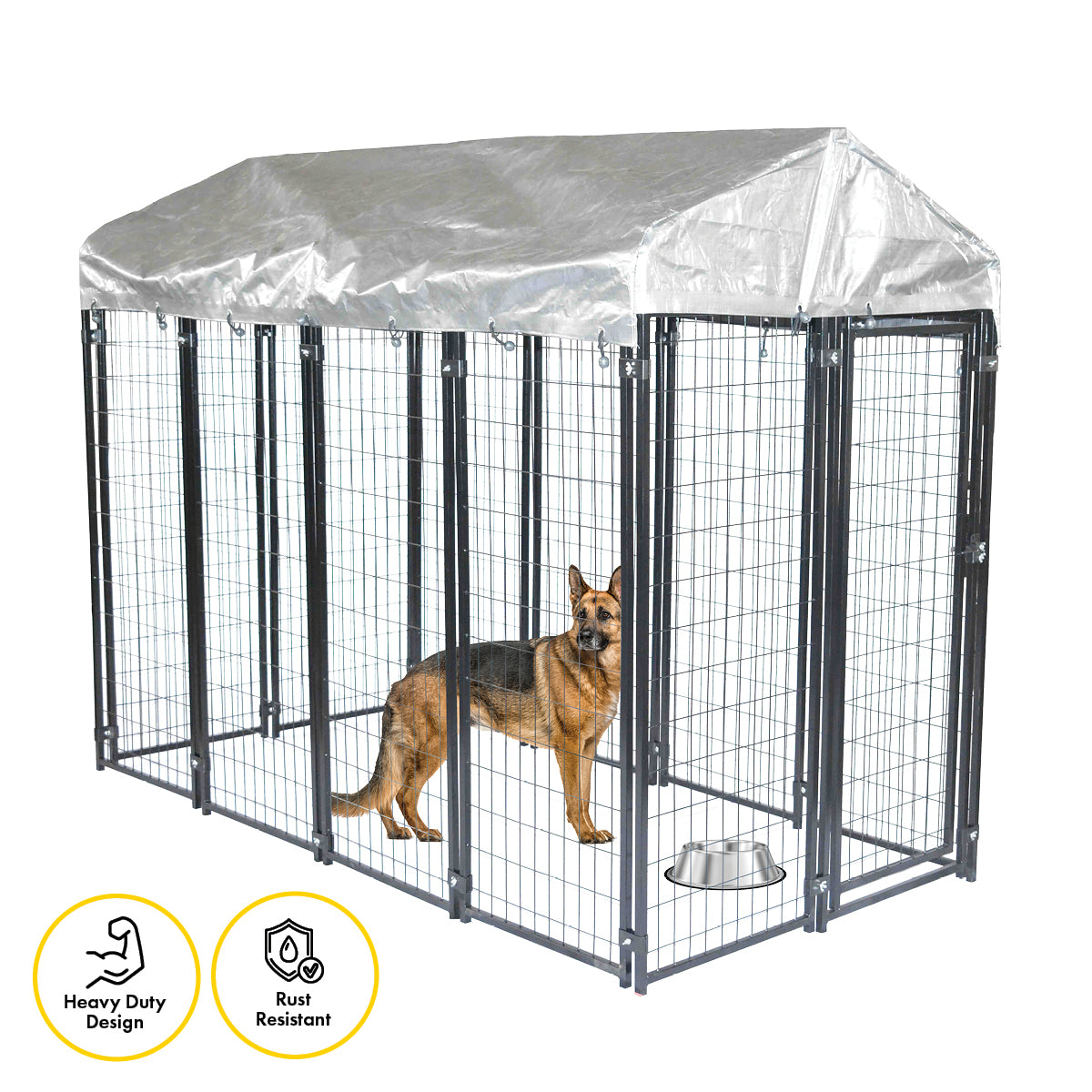 Pet Basic 1.83 x 2.43 x 1.22m Dog Kennel Enclosure Waterproof Lockable Gate