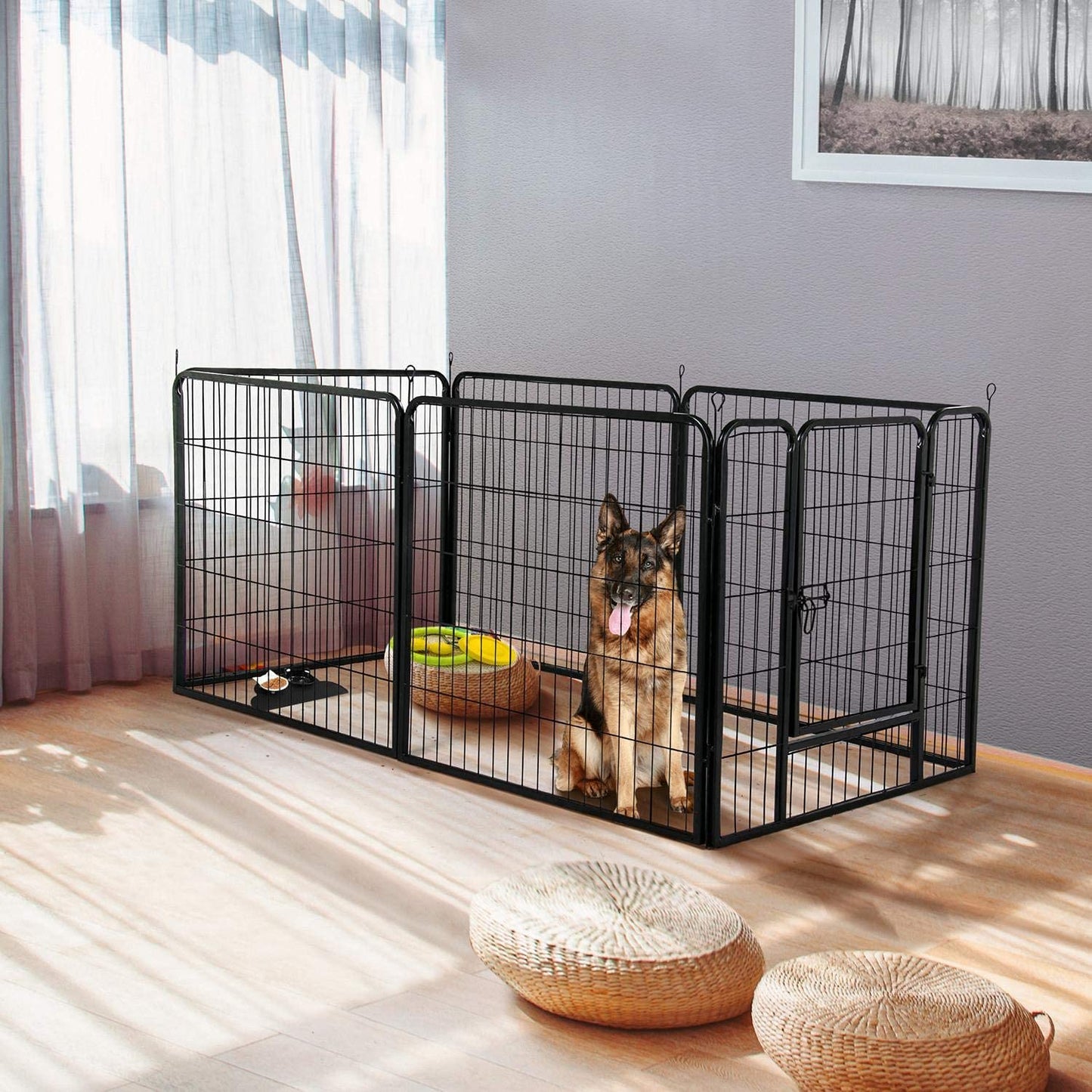 6 and 8-Panel Pet Playpen Exercise Cage - Portable Fence for Dogs, Cats, Puppies, and Bunnies