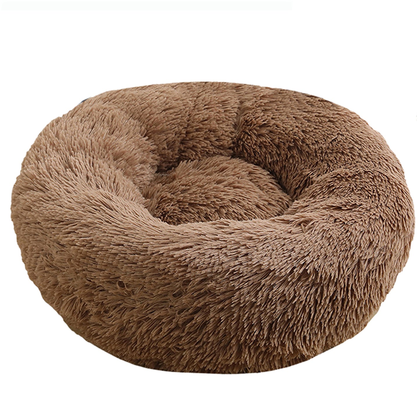 Pet Dog Bedding Warm Plush Round Comfortable Dog Nest Light Coffee Large 90cm