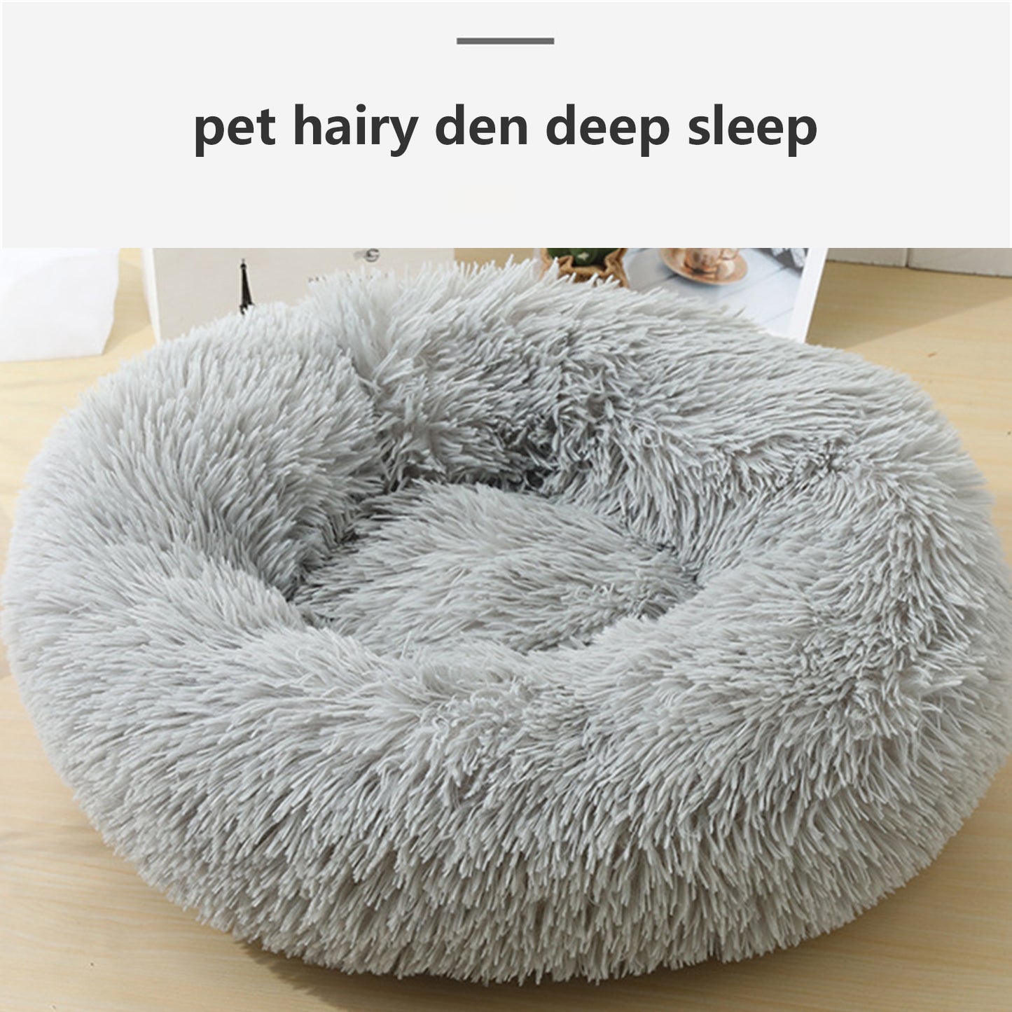 Pet Dog Bed Bedding Warm Plush Round Comfortable Dog Nest Light Grey Large 90cm Large