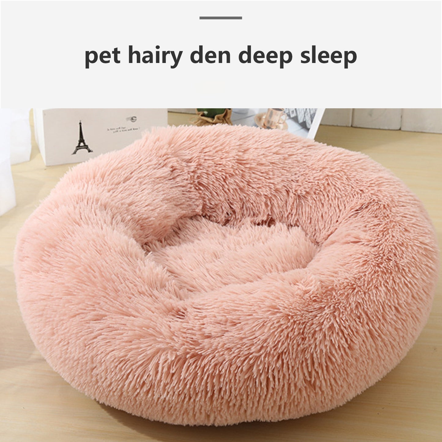 Pet Dog Bedding Warm Plush Round Comfortable Nest Comfy Sleeping kennel Pink Large 90cm