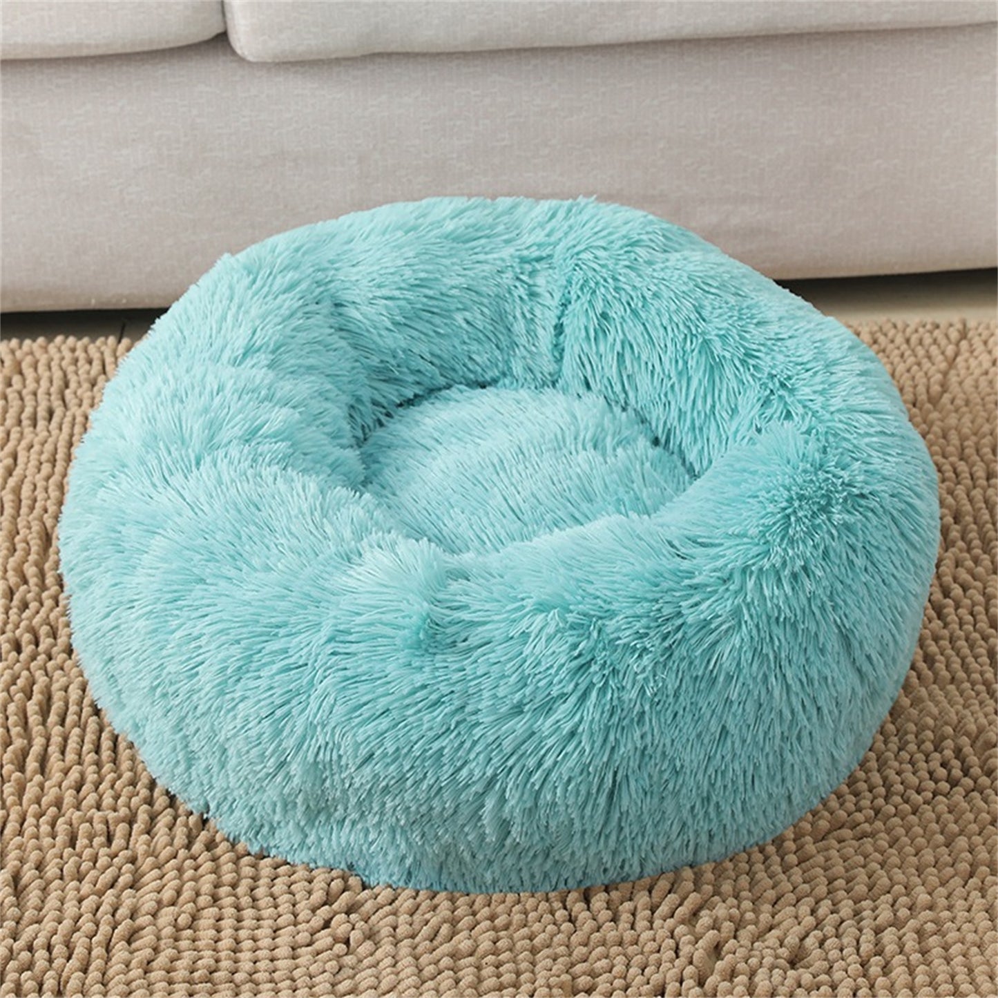 Pet Dog Bedding Warm Plush Round Comfortable Nest Comfy Sleeping kennel Green Large 90cm