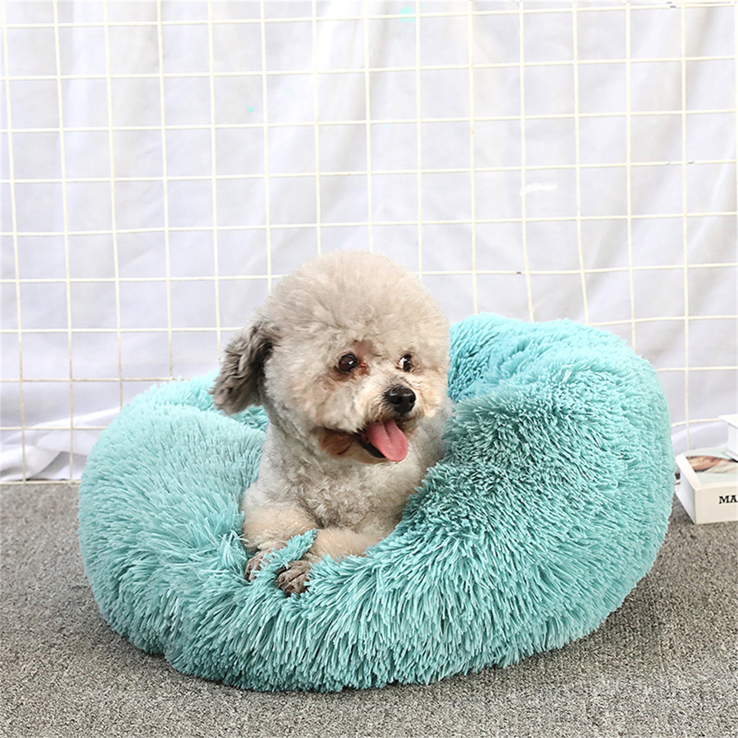 Pet Dog Bedding Warm Plush Round Comfortable Nest Comfy Sleeping kennel Green Large 90cm