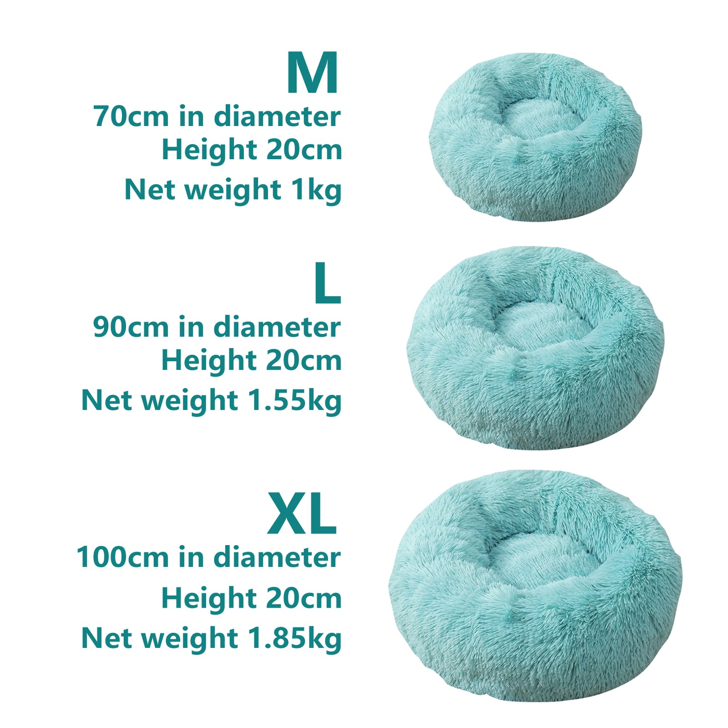 Pet Dog Bed Warm Plush Round Comfortable Nest Comfy Sleeping kennel Green M 70cm