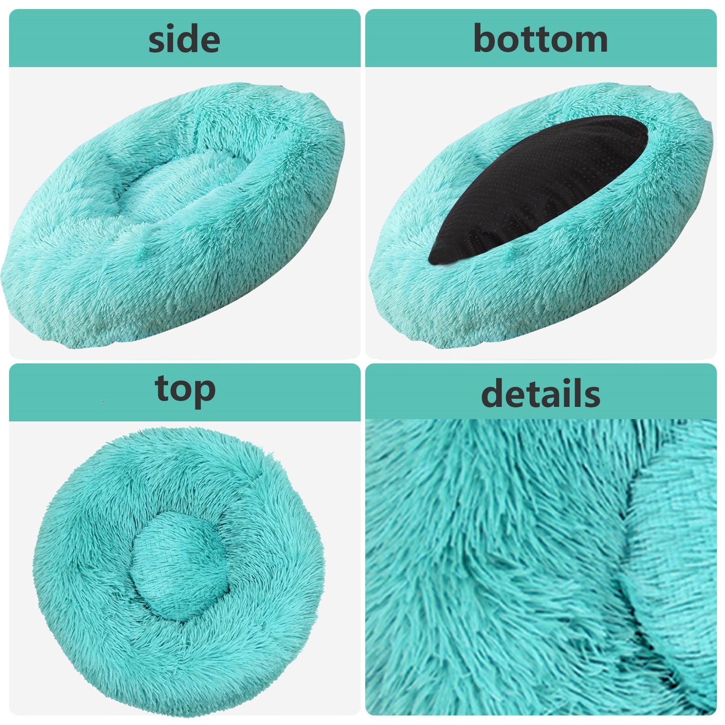 Pet Dog Bed Warm Plush Round Comfortable Nest Comfy Sleeping kennel Green M 70cm