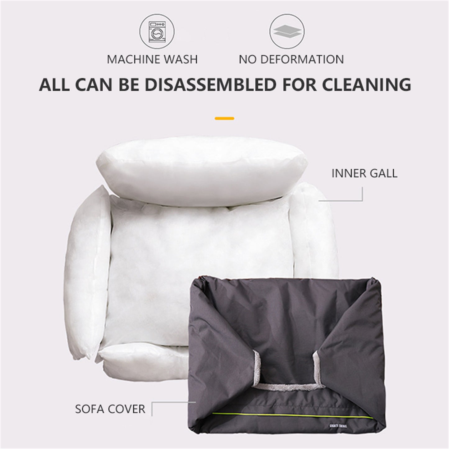 Sofa-Style Dog Bed with Waterproof, Washable Soft High Back for Comfy Sleeping in Kennels