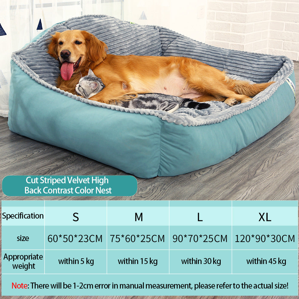 Large Pet Dog Bed: Soft, Warm, Removable, Washable High Back Mattress for Puppy Comfort