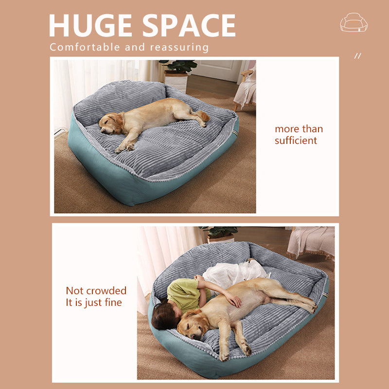 Large Pet Dog Bed: Soft, Warm, Removable, Washable High Back Mattress for Puppy Comfort