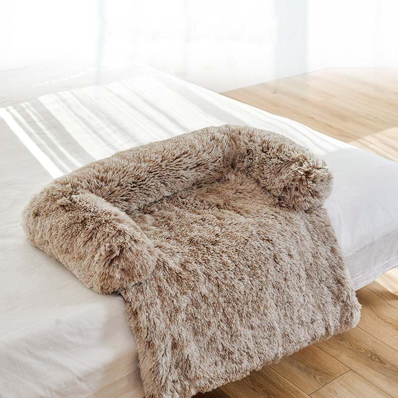 Introducing the Ultimate in Pet Comfort: The Super Luxe Deep-Dish Shaggy Fur Donut Bed - Gray or Coffee