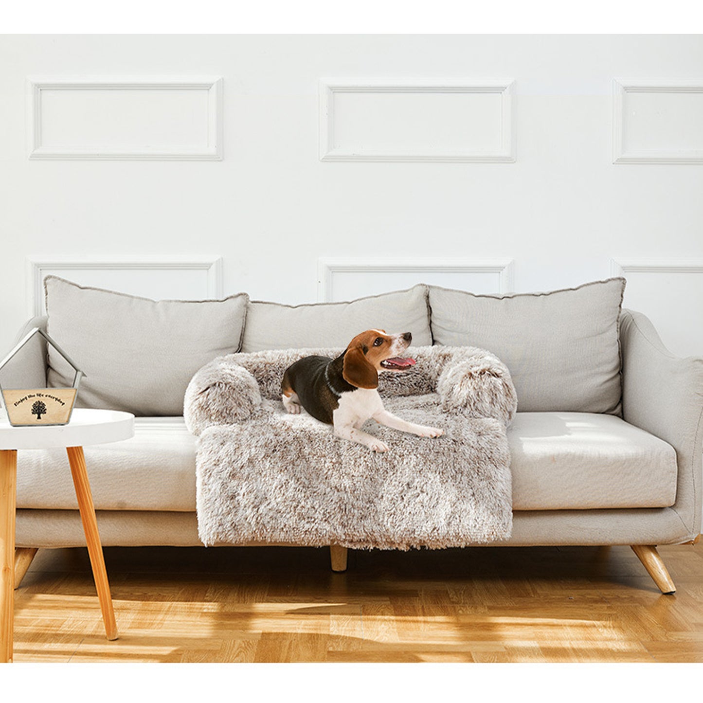 Introducing the Ultimate in Pet Comfort: The Super Luxe Deep-Dish Shaggy Fur Donut Bed - Gray or Coffee