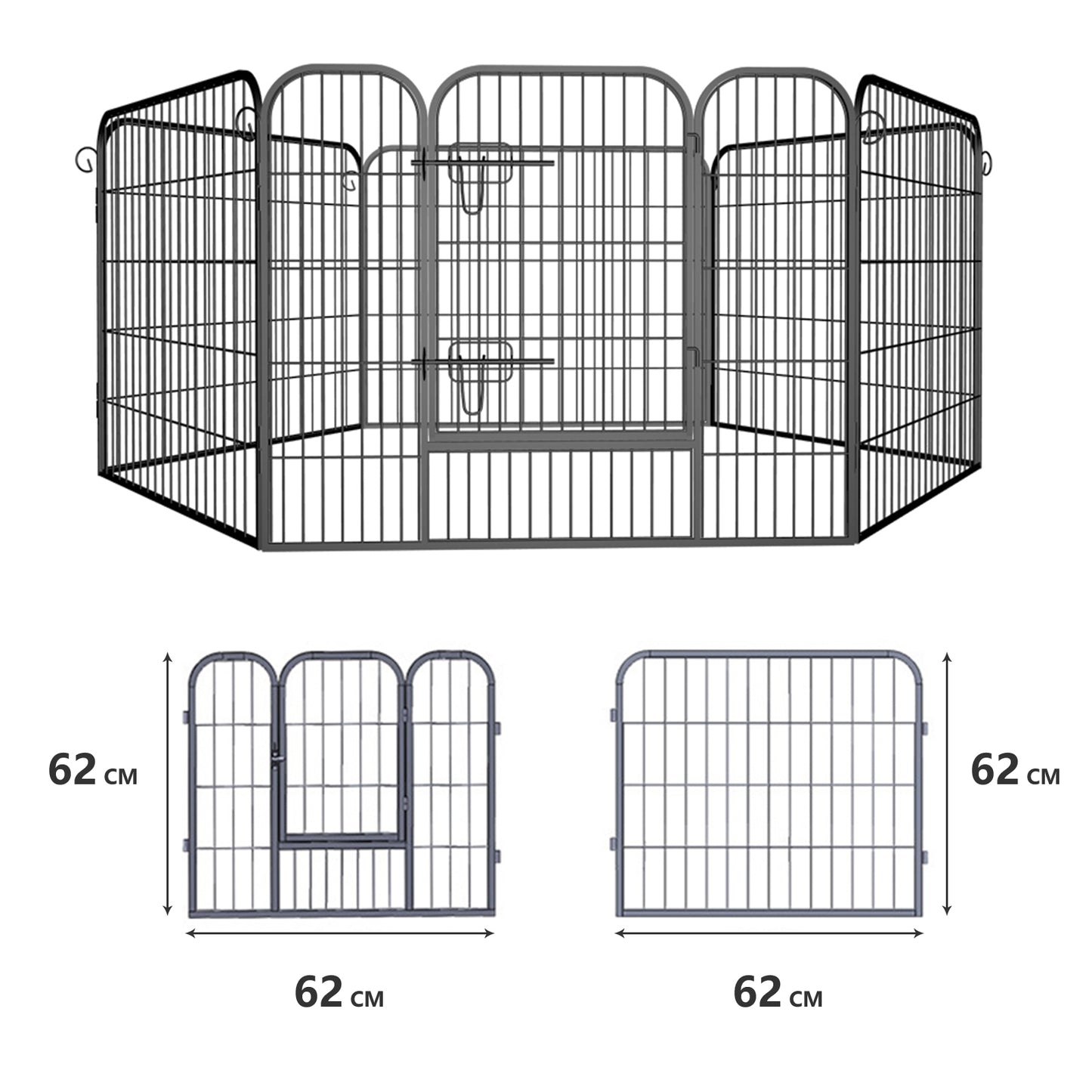 Heavy Duty Foldable Metal Dog Fence - 6 & 8 Panel Options (Black) | Comfortable Pet Playpen