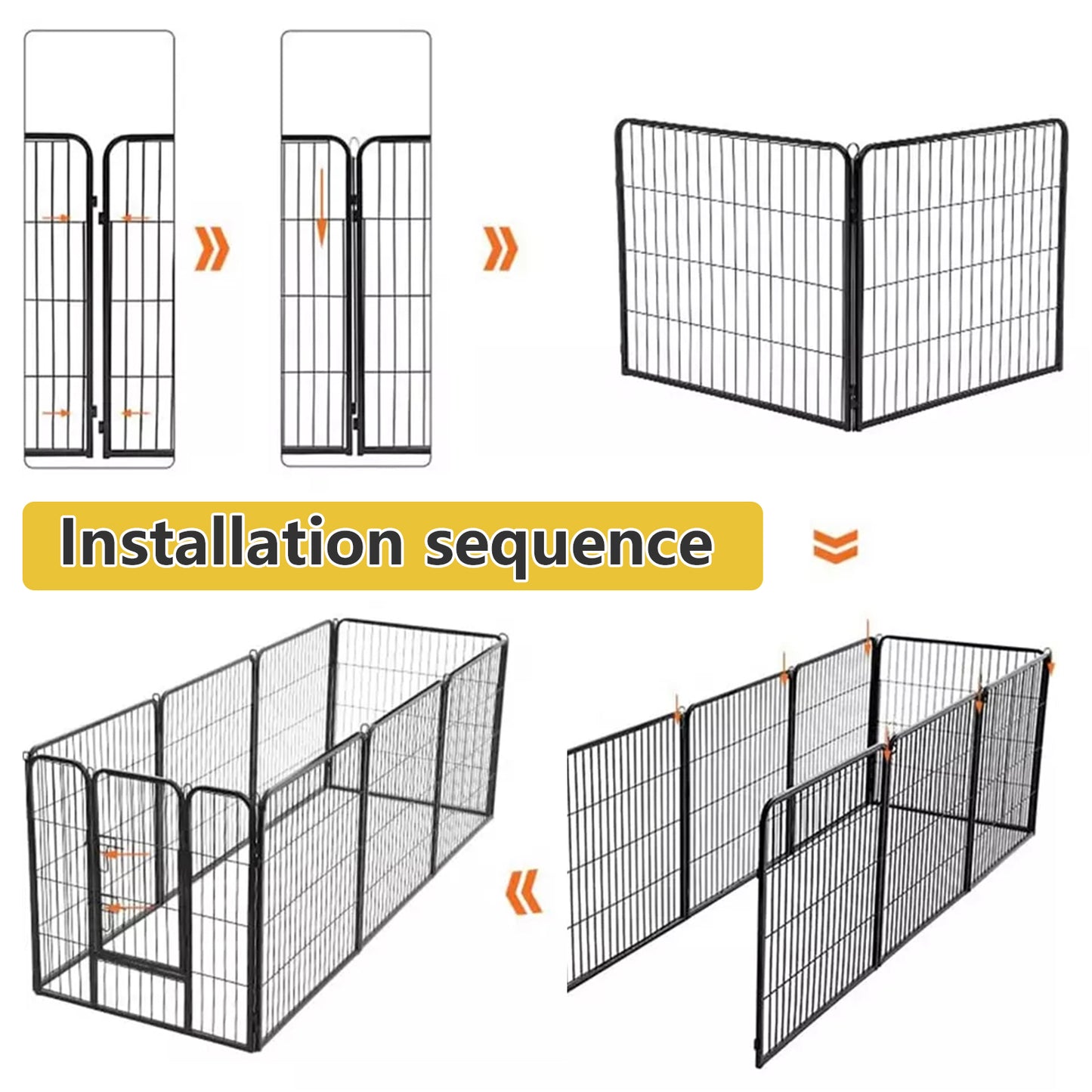 Heavy Duty Foldable Metal Dog Fence - 6 & 8 Panel Options (Black) | Comfortable Pet Playpen