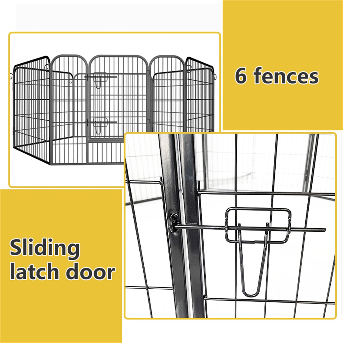 Heavy Duty Foldable Metal Dog Fence - 6 & 8 Panel Options (Black) | Comfortable Pet Playpen