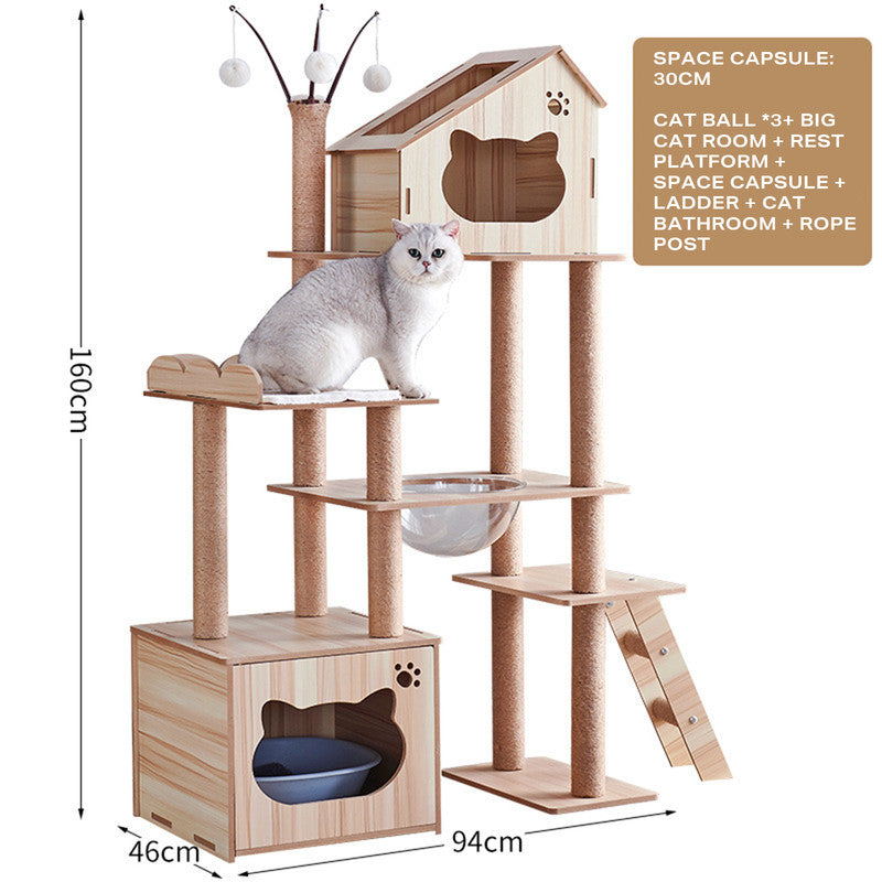 160cm Cat Tree Scratching Post House Condo Furniture Feline Scratcher Tower Toys