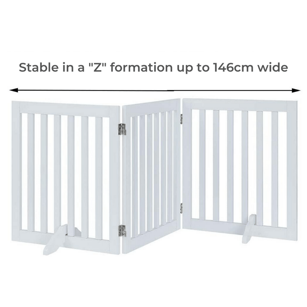 Three Panel Freestanding Dog Gate, White