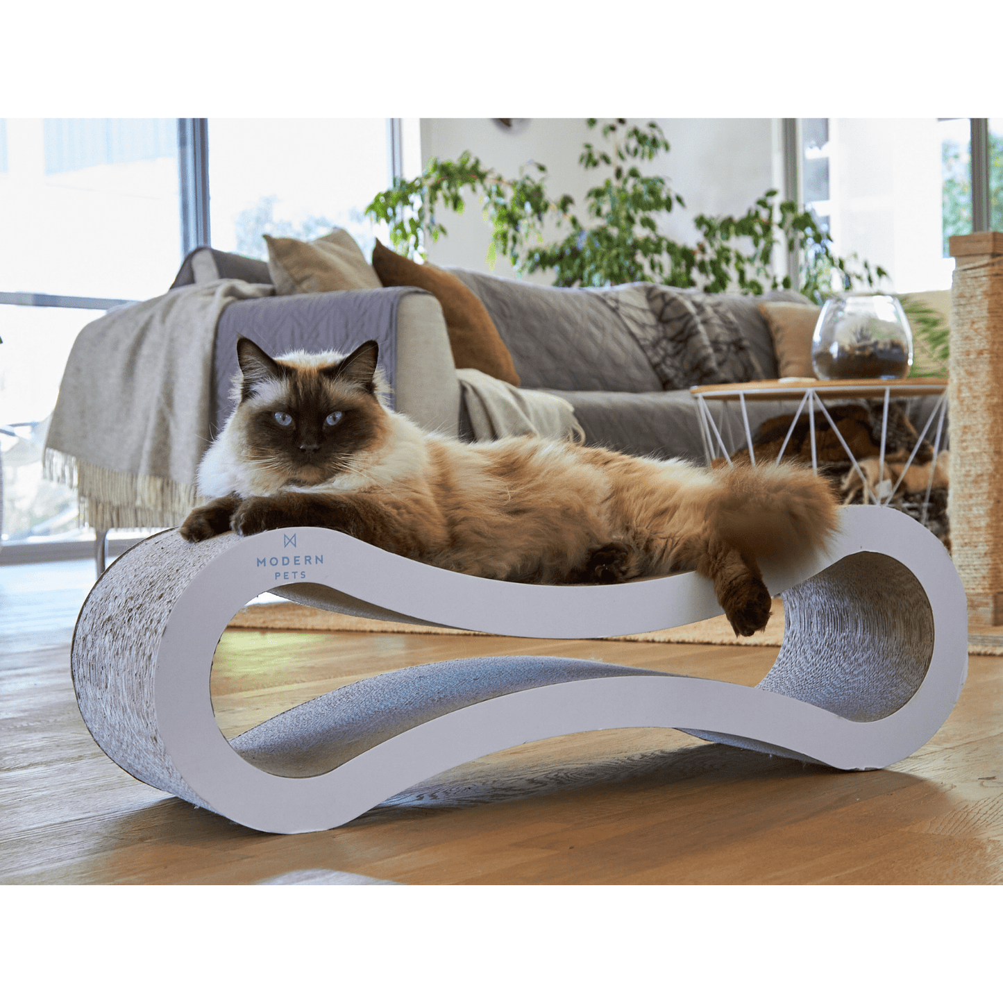 Infinity Lounge Cat Scratcher in White and Storm Grey