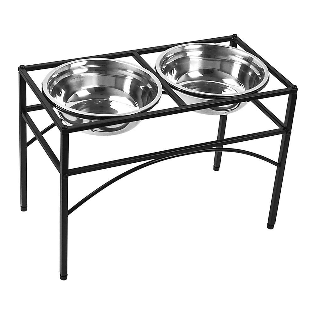 Dual Elevated Raised Pet Dog Puppy Feeder Bowl Stainless Steel Food Water Stand