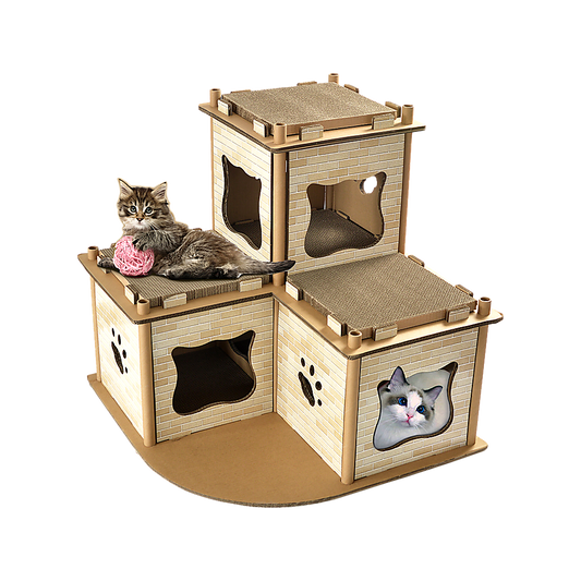 Cat Cardboard House Tree Tower Condo Scratcher Pet Post Pad Mat Furniture