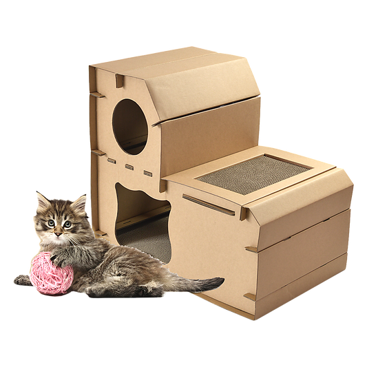 Cat Cardboard House Tree Tower Condo Scratcher Pet Post Pad Mat Furniture