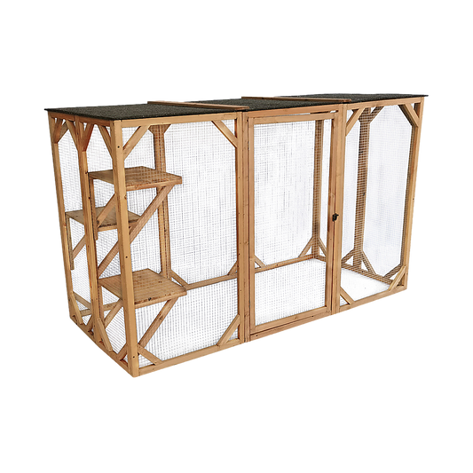 180cm Large Cat Enclosure Wooden Outdoor Cage with 3 Platforms